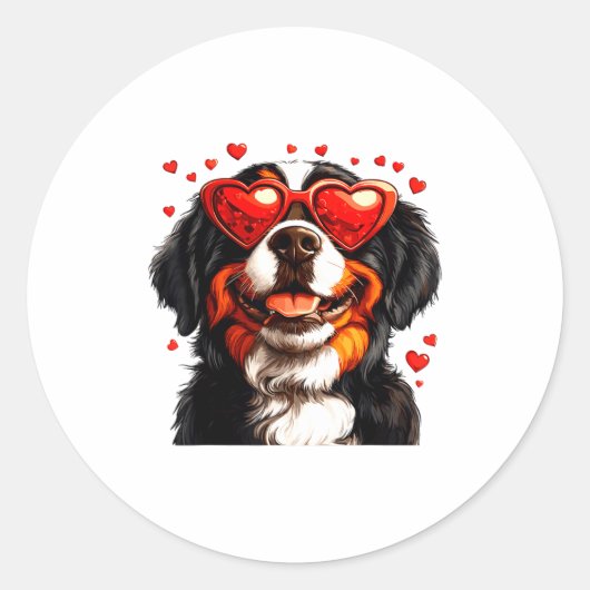 Bernese Mountain Cute Berner Dog Lover Valentines  Runder Aufkleber (Vorderseite)