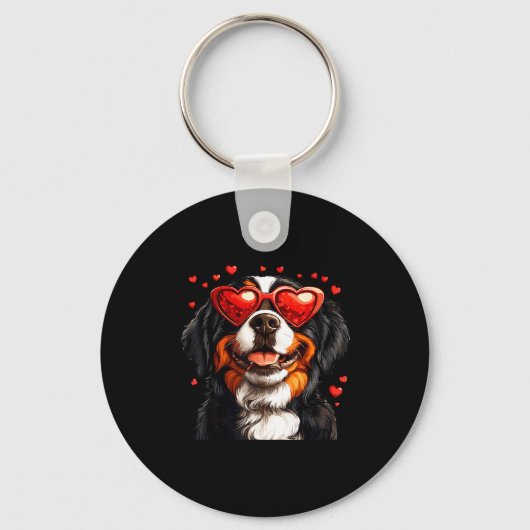 Bernese Mountain Cute Berner Dog Lover Valentines Schlüsselanhänger (Vorderseite)