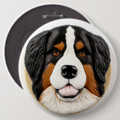 Bernese Mountain Dog 3D Inspiriert Button (Vorne & Hinten)