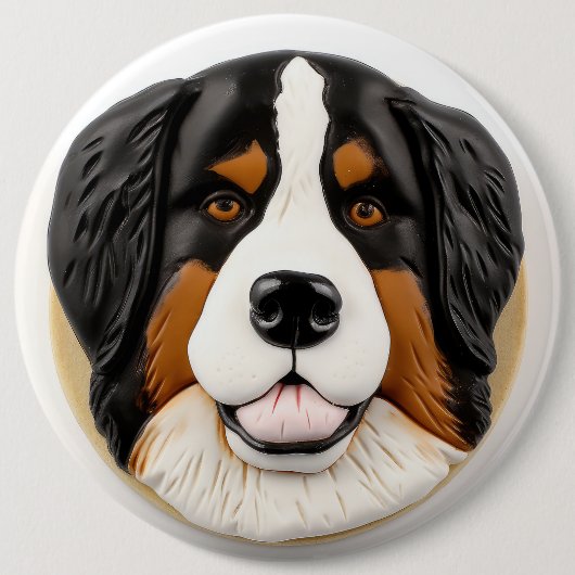 Bernese Mountain Dog 3D Inspiriert Button (Vorderseite)
