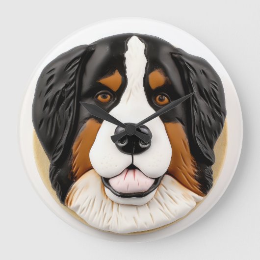 Bernese Mountain Dog 3D Inspiriert Große Wanduhr (Vorderseite)