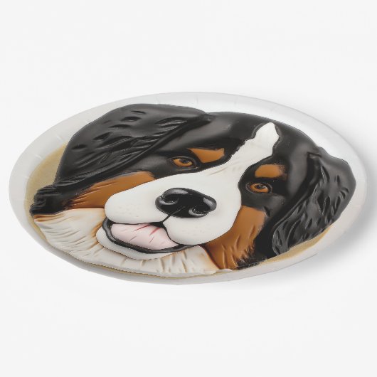 Bernese Mountain Dog 3D Inspiriert Pappteller (Schrägansicht)