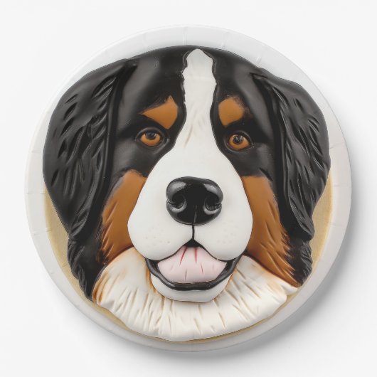 Bernese Mountain Dog 3D Inspiriert Pappteller (Vorderseite)
