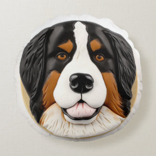 Bernese Mountain Dog 3D Inspiriert Rundes Kissen