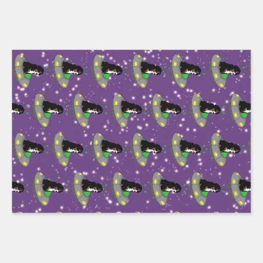 Bernese Mountain Dog Alien UFO Geschenkpapier Set (Vorderseite 2)