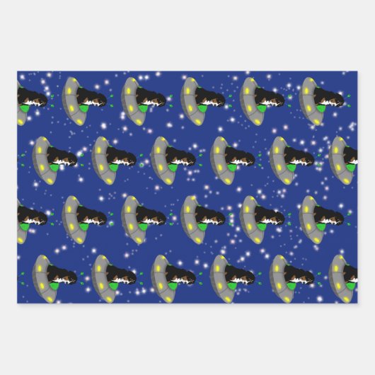 Bernese Mountain Dog Alien UFO Geschenkpapier Set (Vorderseite)