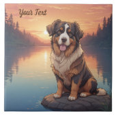 Bernese Mountain Dog am See Fliese (Vorderseite)