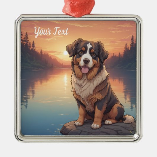 Bernese Mountain Dog am See Ornament Aus Metall (Vorne)