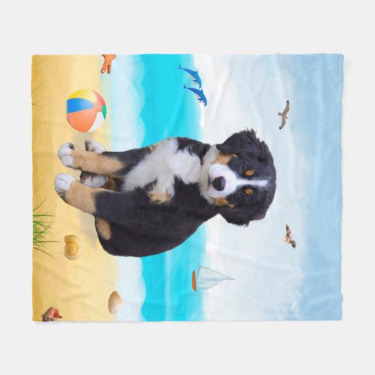 Bernese Mountain Dog am Strand Fleecedecke (Vorderseite (Horizontal))