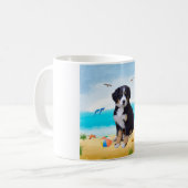Bernese Mountain Dog am Strand Kaffeetasse (Vorderseite Links)