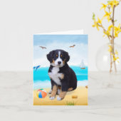 Bernese Mountain Dog am Strand Karte (Gelbe Blume)
