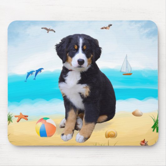 Bernese Mountain Dog am Strand Mousepad (Vorne)