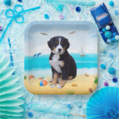 Bernese Mountain Dog am Strand Pappteller (Party)