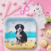 Bernese Mountain Dog am Strand Pappteller (Party)