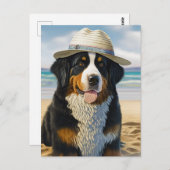 Bernese Mountain Dog am Strand Postkarte (Vorne/Hinten)