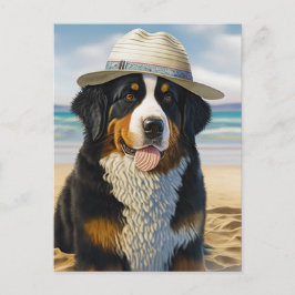 Bernese Mountain Dog am Strand Postkarte