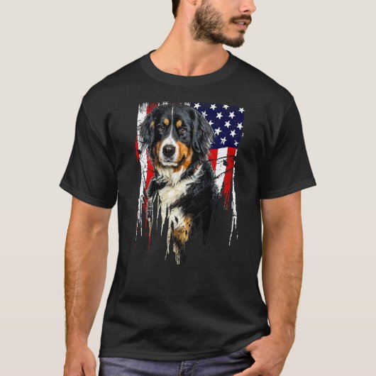 Bernese Mountain Dog American Flag USA Bernese Mou T-Shirt (Vorderseite)