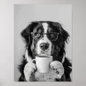 Bernese Mountain Dog and Coffee Wall Art, Black an Poster (Vorne)