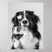 Bernese Mountain Dog and Wine Wall Art, Black and  Poster (Vorne)