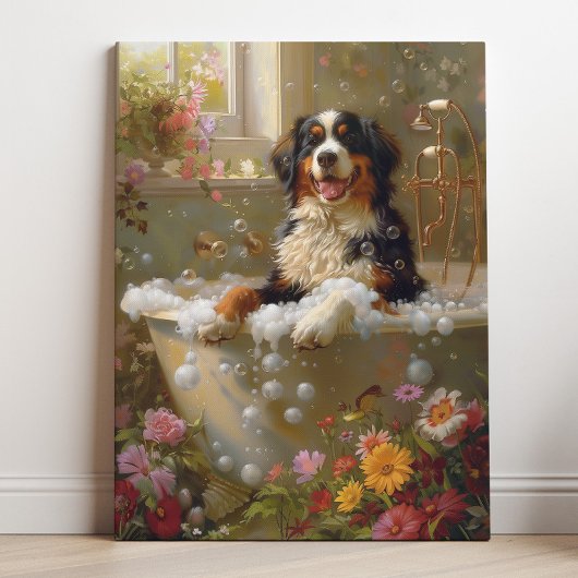 Bernese Mountain Dog Art | Bernese in Bathtub Leinwanddruck