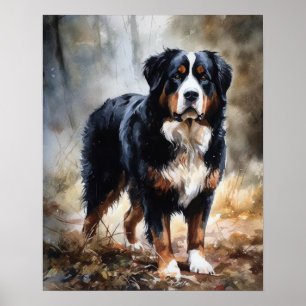 Bernese Mountain Dog Art Print Poster