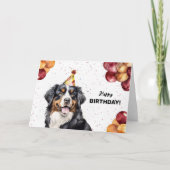 Bernese Mountain Dog Balloons Party Hat Geburtstag Karte (Vorderseite)