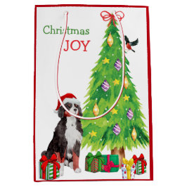 Bernese Mountain Dog, Bird und Weihnachtsbaum Mittlere Geschenktüte