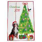 Bernese Mountain Dog, Bird und Weihnachtsbaum Mittlere Geschenktüte (Rückseite)