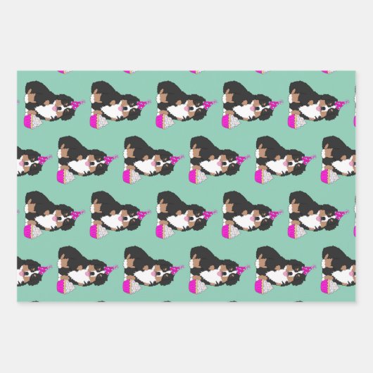 Bernese Mountain Dog Birthday Geschenkpapier Set (Vorderseite)