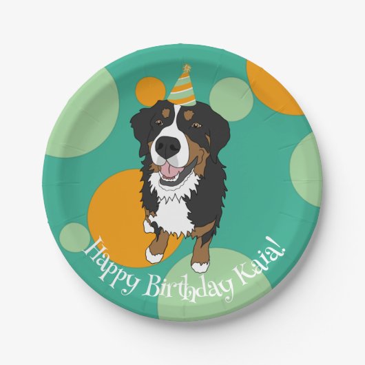 Bernese Mountain Dog Birthday Pappteller (Vorderseite)