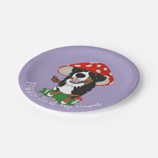 Bernese Mountain Dog Birthday Pappteller (Schrägansicht)