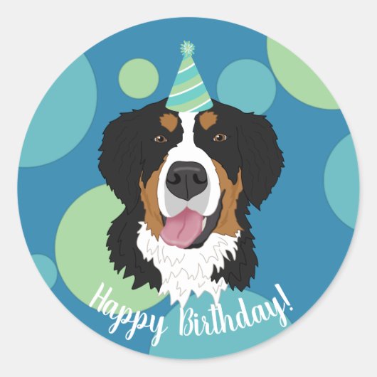Bernese Mountain Dog Birthday Runder Aufkleber (Vorderseite)