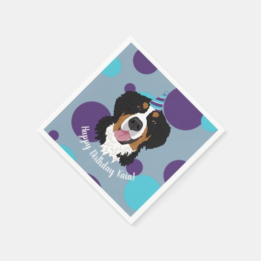 Bernese Mountain Dog Birthday Serviette (Ecke)