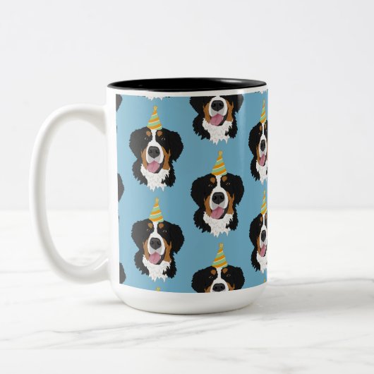 Bernese Mountain Dog Birthday Zweifarbige Tasse (Links)