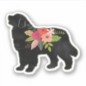 Bernese Mountain Dog Breed Boho Floral Aufkleber (Vorderseite)