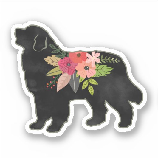 Bernese Mountain Dog Breed Boho Floral Aufkleber (Vorderseite)