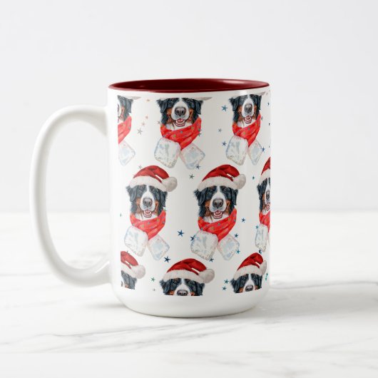 Bernese Mountain Dog Breed Christmas Zweifarbige Tasse (Links)