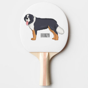 Bernese mountain dog cartoon illustration tischtennis schläger
