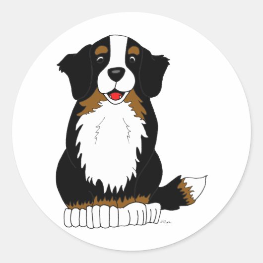 Bernese Mountain Dog Cartoon Runder Aufkleber (Vorderseite)