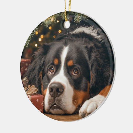 Bernese Mountain Dog Chrismas Keramik Ornament (Links)