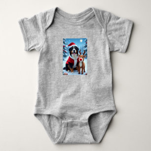 Bernese Mountain Dog Christmas Baby Strampler