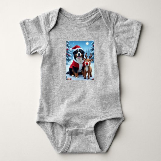 Bernese Mountain Dog Christmas Baby Strampler (Vorderseite)