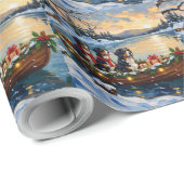 Bernese Mountain Dog Christmas Boat Holiday Geschenkpapier (Rolleneckpunkt)
