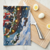 Bernese Mountain Dog Christmas Boat Holiday Geschirrtuch (Viertel Falte)