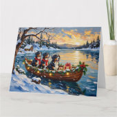 Bernese Mountain Dog Christmas Boat Holiday Karte (Vorderseite)