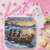 Bernese Mountain Dog Christmas Boat Holiday Pappteller (Party)