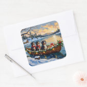 Bernese Mountain Dog Christmas Boat Holiday Quadratischer Aufkleber (Umschlag)