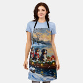 Bernese Mountain Dog Christmas Boat Holiday Schürze (Getragen)