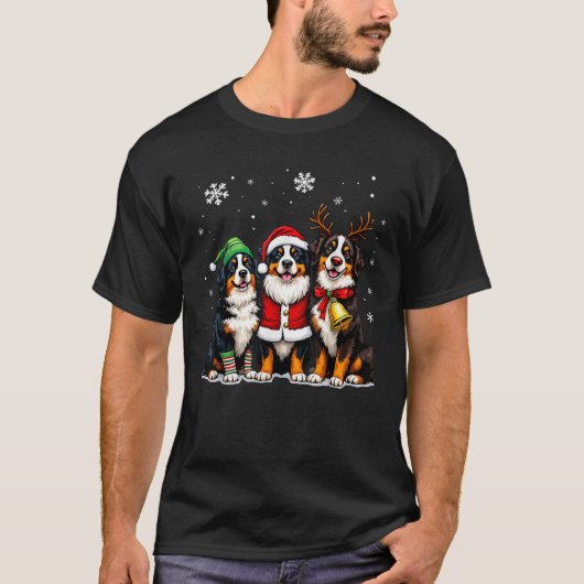 Bernese Mountain Dog Christmas Dogs Funny Santa Re T-Shirt (Vorderseite)