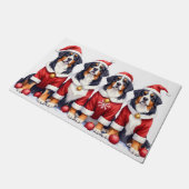 Bernese Mountain Dog Christmas Dress Santa Hat Fußmatte (Schrägansicht)